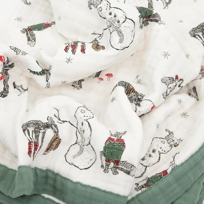 Little Unicorn Premium Quilted Throw | Super Soft, Multi-Layered Muslin XL Blanket| Great for Kids & Families (Snow Day)