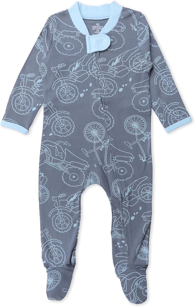 HonestBaby Sleep & Play Footed One-piece Pajama Sleeper 100% Organic Cotton, Baby Boys