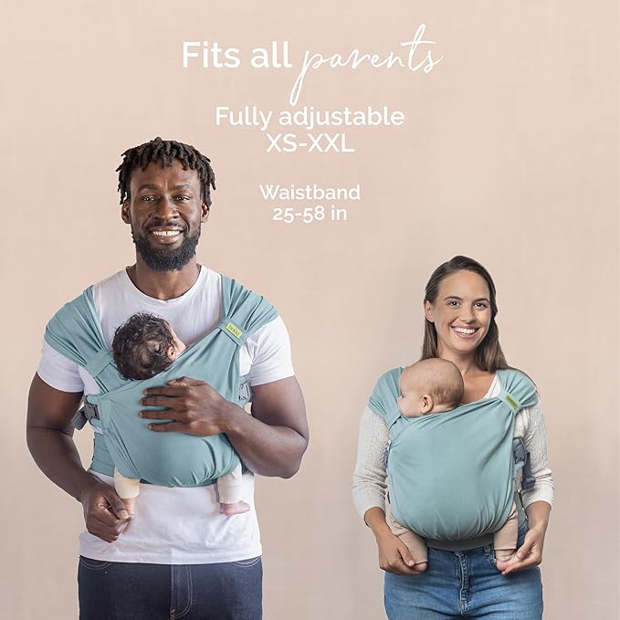 Boba Bliss Pre-Wrapped Baby Carrier with Buckle - Newborn to 7-35 lbs Light, Breathable & Easy to Adjust Hybrid Infant Sling & Toddler Carrier - Certified Hip-Healthy for 0-18 Months - Sea Mist