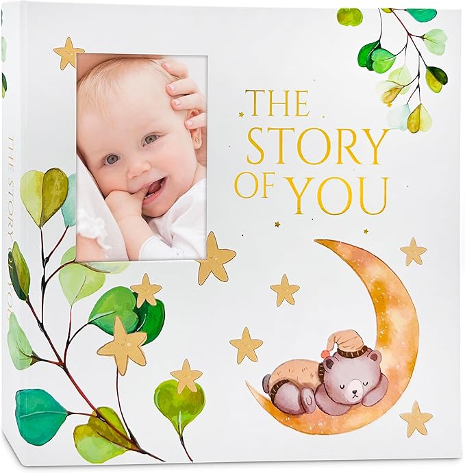 Modern Baby Memory Book Gender Neutral with Ample Photo Space, First 5 Year Journal Baby Book Keepsake with Spacious Pregnancy Section, Scrapbook Baby Photo Albums, Ideal for Baby Shower Gifts