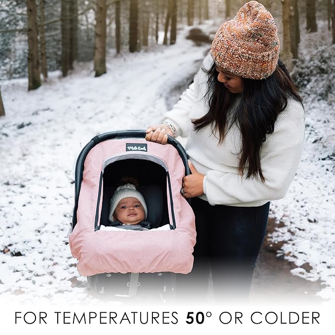 Milk Snob Winter Baby Car Seat Cover - Car Seat Canopy & Stroller Cover for Babies - Waterproof, Windproof, Cozy Inner Fleece Lining - Keep Your Baby Warm, Dry & Cozy This Winter (Blush)