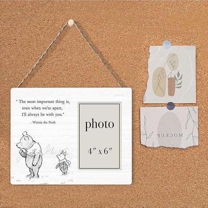 Pooh Bear Quote Picture Frame, Encouragement Gifts for Kids, Positive Going Away Gifts, I'll Always Be With You Photo Frame for 4 x 6 Inch Photo