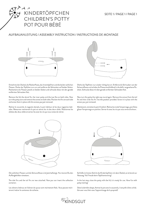 Kindsgut Potty Training Toilet in Whale Design, Designed in Germany, Potty Training in a Beautiful Design, Sand