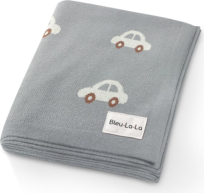 Baby Swaddle Blanket for Boys - 100% Oeko Tex Certified Natural Cotton Buttery Soft Cozy Receiving Swaddle Stroller Blanket for Shower Gift Registry for Newborns, Infants, Toddlers (Cars - Grey)