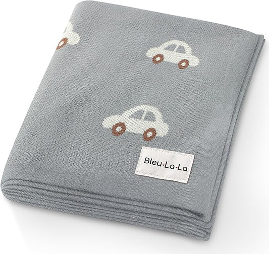 Baby Swaddle Blanket for Boys - 100% Oeko Tex Certified Natural Cotton Buttery Soft Cozy Receiving Swaddle Stroller Blanket for Shower Gift Registry for Newborns, Infants, Toddlers (Cars - Grey)