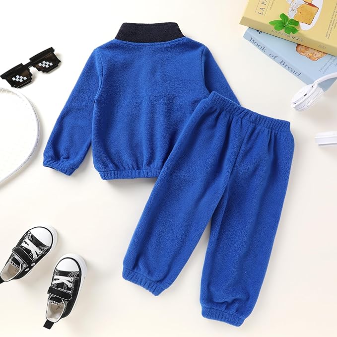YOUNGER TREE Toddler Boy Girl Clothes Fleece Fall Winter Outfit Baby Long Sleeve Button Sweatshirt and Pants Sweatsuits Set