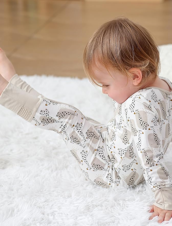 JunNeng Viscose from Bamboo Baby Boy Sleeper with Mitten Cuffs, Footless Soft Zippy Pajamas, Sleep N' Play Romper 0-18 Months