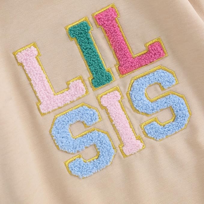 VISGOGO Infant Baby Boy Girls Big Lil Bro Big Lil Sis Matching Set Sweatshirt Romper Embroidery Sweater Toddler Clothes