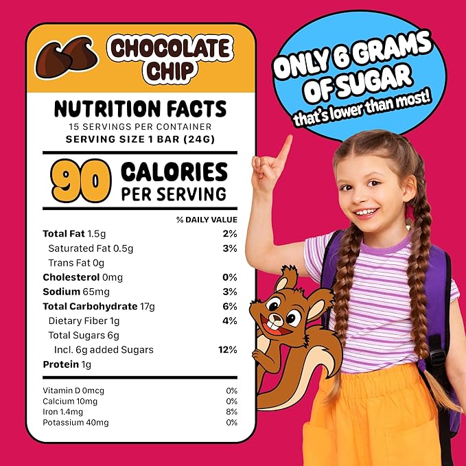 Snakkidz Organic Chewy Granola Bar, Allergen Free, Made with Avocado Oil, Low Sugar (15 Bars, Chocolate Chip)