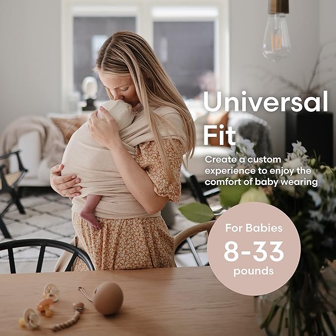 mushie Baby Wrap Carrier | Organic Cotton and Elastane | Infant Sling for Newborn and Babies 8-35 lbs (Ivory)