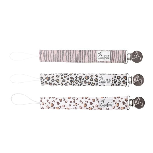 Copper Pearl Pacifier Clip 3-Pack: Premium Knit Binky Clips for Baby Girls and Boys - Stylish Stainless Steel Pacifier Holder Clip - Baby Pacifier Clips for No More Floor Drops - Zara