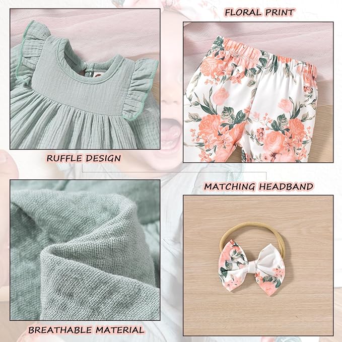 HINTINA Infant Baby Girl Long Sleeve Fall Winter Outfits With Headband