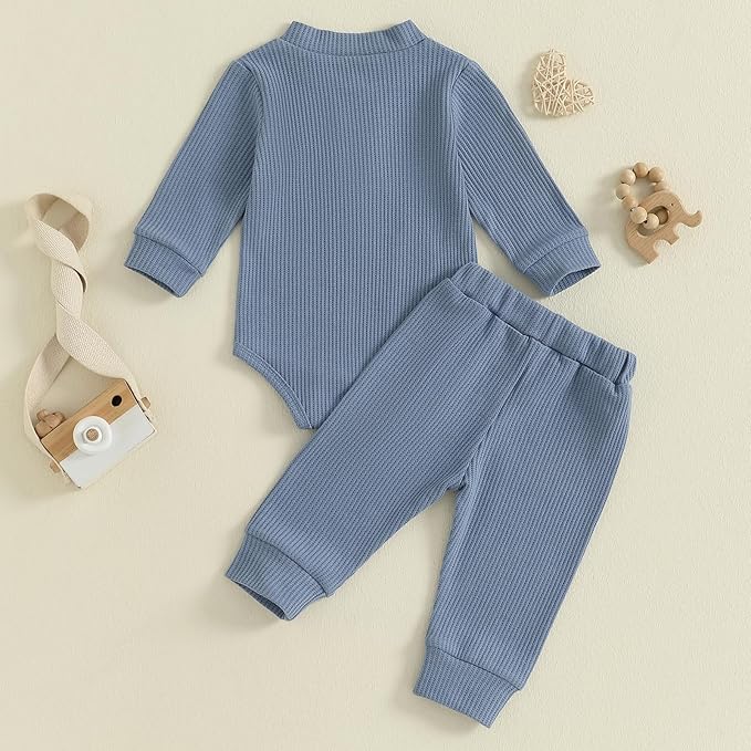CIYCUIT Newborn Baby Boy Clothes Ribbed Knit Long Sleeve Bodysuit Pants 2-Piece Fall Winter Outfits