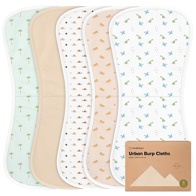 Organic Burp Cloths Baby Boy & Girl - 5-Pack Super Absorbent Cotton Burping Cloths for Babies, Soft & Plush Newborn Spit Up Rags, Infant Towels for Milk Spit Up, Unisex, Large 21" x 10" (Roarsome)