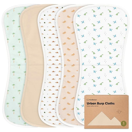 Organic Burp Cloths Baby Boy & Girl - 5-Pack Super Absorbent Cotton Burping Cloths for Babies, Soft & Plush Newborn Spit Up Rags, Infant Towels for Milk Spit Up, Unisex, Large 21" x 10" (Roarsome)
