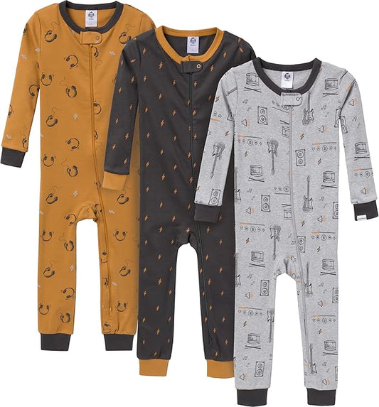Gerber Baby-Boys 3-Pack Snug Fit Footless One-Piece Cotton Pajamas