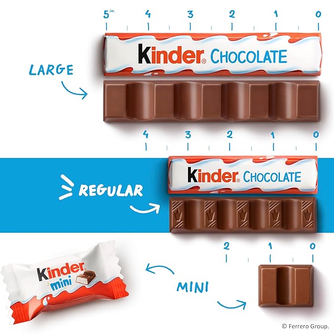 Kinder Chocolate, 18 Four Count Packs, Milk Chocolate Bar with Creamy Milky Filling, Individually Wrapped Candy, 1.8 oz Each