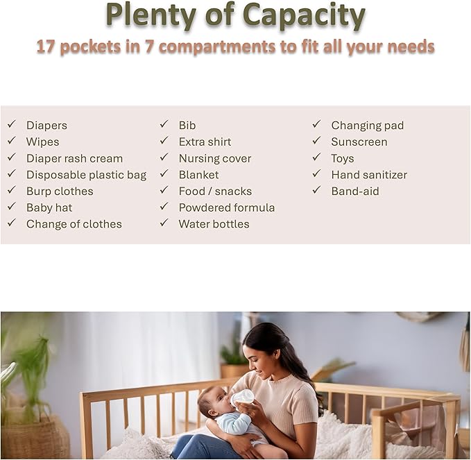 Baby Diaper Bag Backpack - Large Bag for Boys & Girls, with Changing Pad & Pacifier Case, Large Capacity with Insulated Pockets, Waterproof, with Stroller Straps, Unisex - Navy Blue