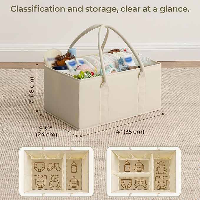 GRANNY SAYS Baby Diaper Caddy Organizer, Baby Bag for Diapers and Baby Wipes, Nurse Baskets for Changing Table, Car Organizer, Gift for Baby Shower, Newborn Essentials, Beige