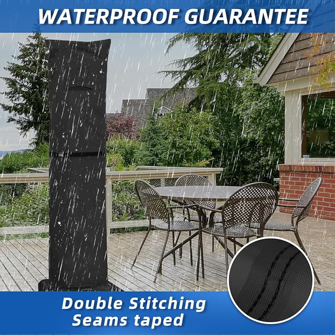 Patio Umbrella Parasol Cover with Air Vent,600D and Waterproof Cantilever Umbrella Covers, Anti-UV Umbrella Covers with Telescopic Support Pole (3-Black, Cantilever 9'-13')