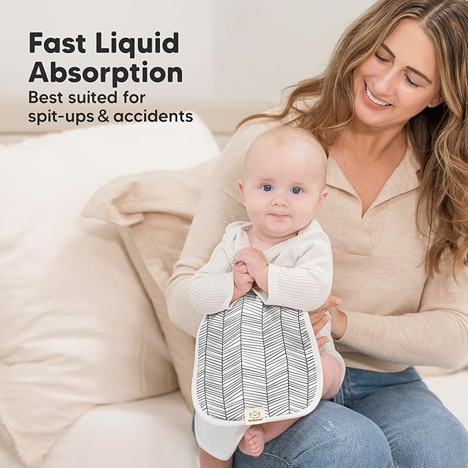 Organic Burp Cloths Baby Boy & Girl - 5-Pack Super Absorbent Cotton Burping Cloths for Babies, Soft & Plush Newborn Spit Up Rags, Infant Towels for Milk Spit Up, Unisex, Large 21" x 10" (Crossroads)