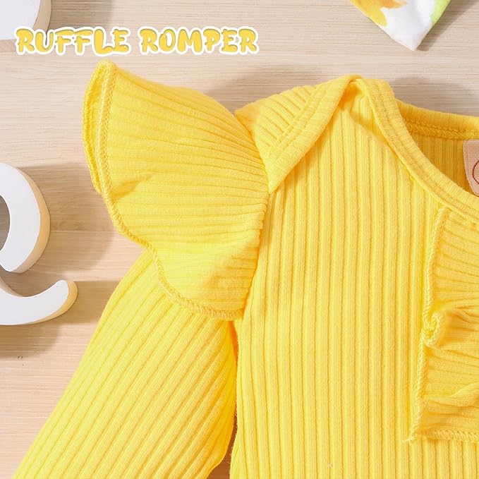 GDTOGRT Baby Girl Clothes Newborn Infant Outfits Ruffle Romper+ Floral Pants + Cute Headband Sets for Girls