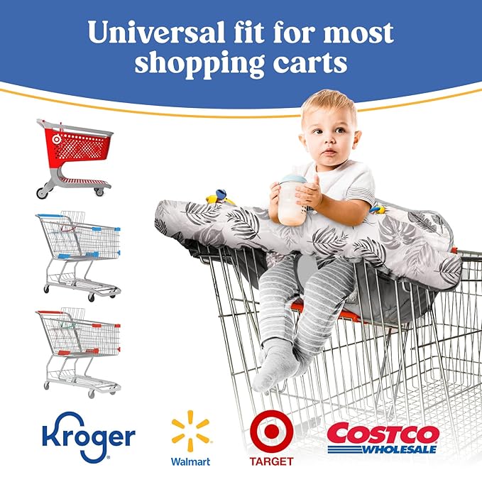 PILLANI Shopping Cart Cover for Baby, High Chair Cover for Restaurant Seat - Grocery Cart Cover for Baby Girl and Boy, Comfortable Cotton Buggy Covers for Babies - Padded Toddler Shopping Cart Cover