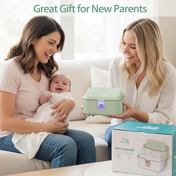 Chefhandy Baby Wipe Warmer, Wipe Warmer and Baby Wet Wipes Dispenser with UV Light Sanitizer,Baby Wipes Warmer for Babies,3 Heat Modes,Night Light,Heating Silence,Large Capacity Wipes Warmer (Green)