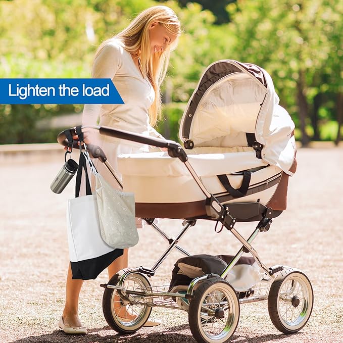6 Pack Baby Stroller Hooks for Hanging Diaper Bags Pram Clips for Bags Multipurpose Hooks for Grocery Shopping Backpack Stroller Accessories Pram Buggy Clips Straps Hook