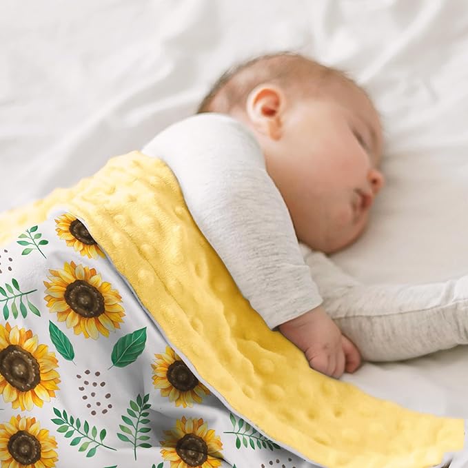 SANDJEST Sunflower Blanket for Girls Kid - 30 x 40 Minky Throw Kids Blankets Gifts for Birthday Christmas - Nursery Bedroom Decor