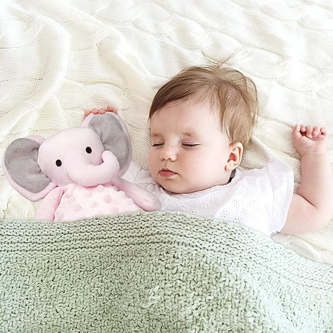 Pro Goleem Baby Girl Gifts Elephant Security Blanket with Stuffed Animal Snuggle Toy Lovey Soft Lovie Baby Registry Search for Infant and Toddler Pink 16 Inch