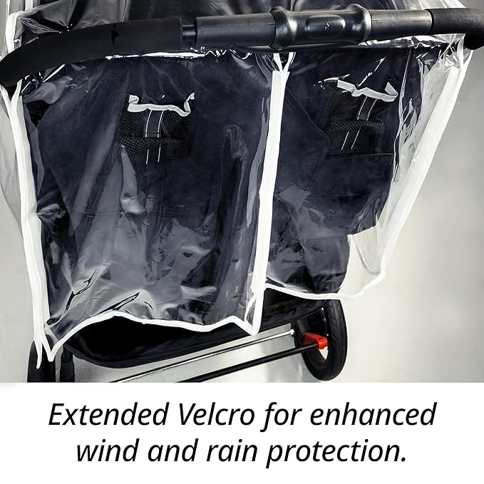 Double Stroller Rain Cover, Universal Waterproof Windproof Rain Shield for Side by Side Twin Baby Strollers, Outdoor Accessories for Jogger and Umbrella Strollers