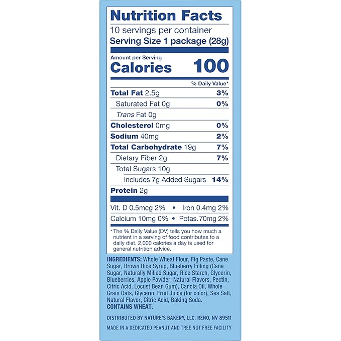 Nature's Bakery Fig Bar Minis, Blueberry, Whole Grain, Vegan Friendly, Kosher, Non-GMO, 10 Ounce (Pack of 6)