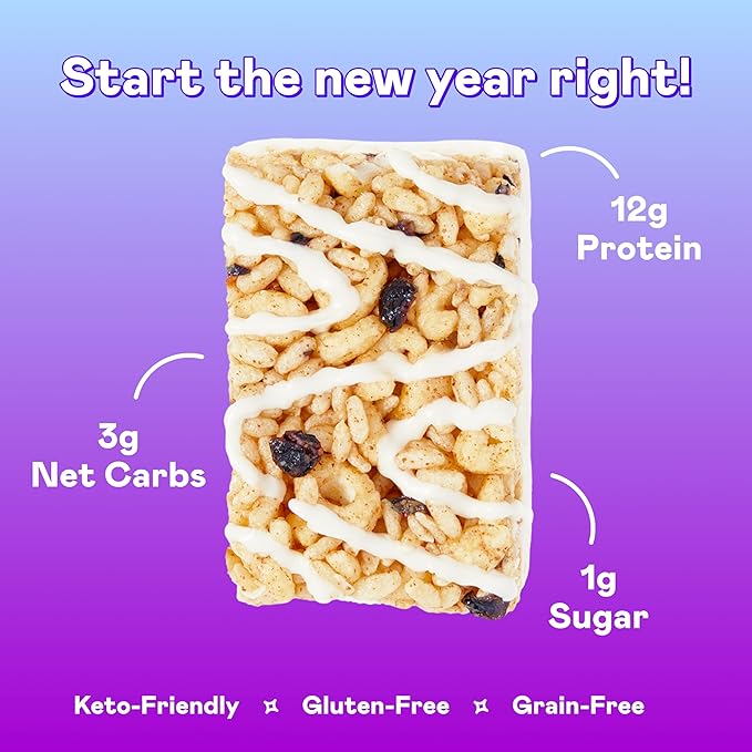 MAGIC SPOON Treats I High Protein Bars I Low Carb I Keto Friendly I 1g of Sugar I Gluten Free Crispy Treat I Cereal Bar & On-The-Go Healthy Snack (Blueberry Muffin, 8 Bars)