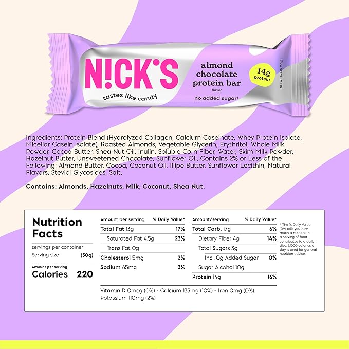 Nick’s Protein Bundle, Salty Peanut, Almond Chocolate – 24-Count Box | High Protein, Low Calories, Low Carbs, Keto Friendly, No Added Sugar