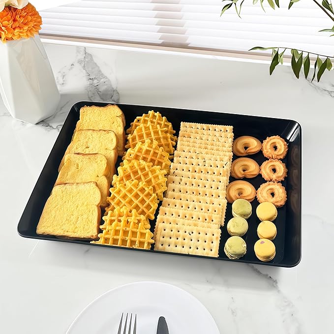 Serving Tray Platter, 5 Pcs Food Tray for Veggie Fruit Snack Dessert Cookie Cheese, Food Trays for Party Supplies Display, Plastic Platters for Serving Food, Large Trays, BPA Free