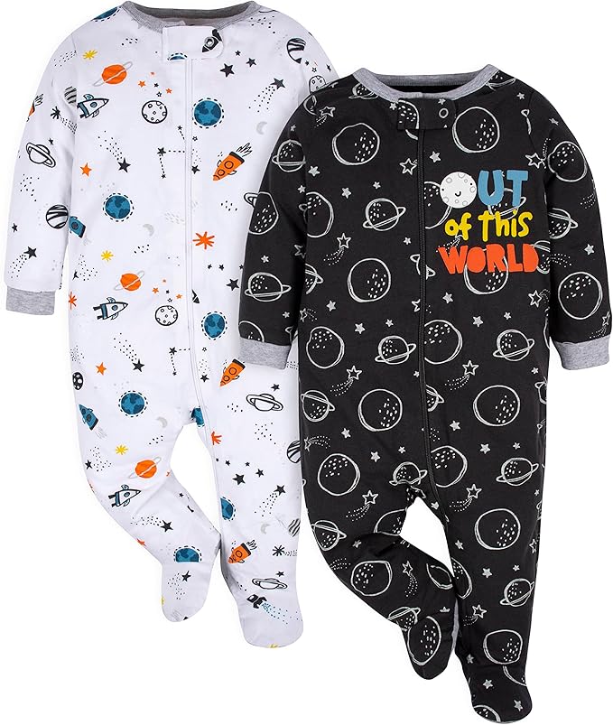 Gerber Baby Boys' 2-Pack Footed Pajamas