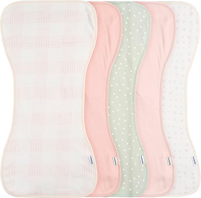 Gerber Baby Unisex Burp Cloths 60-Pack, Pink, Size 10.5" x 21"