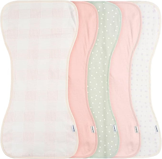 Gerber Baby Unisex Burp Cloths 60-Pack, Pink, Size 10.5" x 21"