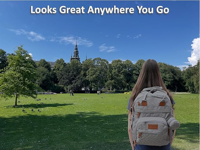 Baby Diaper Bag Backpack - Large Bag for Boys & Girls, with Changing Pad & Pacifier Case, Large Capacity with Insulated Pockets, Waterproof, with Stroller Straps, Unisex - Grey