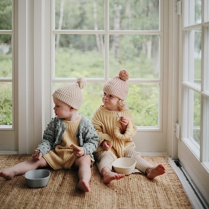 mushie Square Dinnerware Bowls for Kids | Made in Denmark, Set of 2 (Ivory)