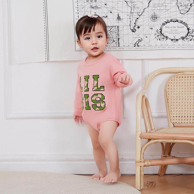 VISGOGO Infant Baby Boy Girls Big Lil Bro Big Lil Sis Matching Set Sweatshirt Romper Embroidery Sweater Toddler Clothes
