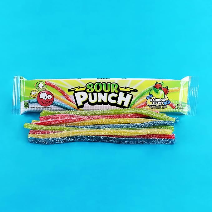 Sour Punch Rainbow Sour Straws, 2 Ounce (Pack of 24)