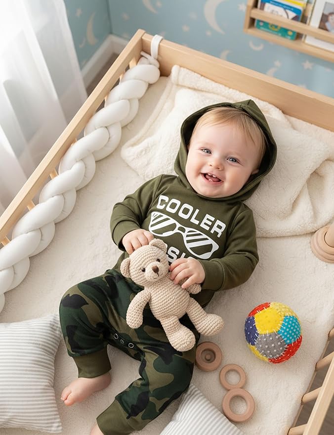 Fommy Newborn Baby Boy Clothes Plaid Letter Print Long Sleeve Hoodies + Long Pants 2PCS Fall Winter Outfits Set