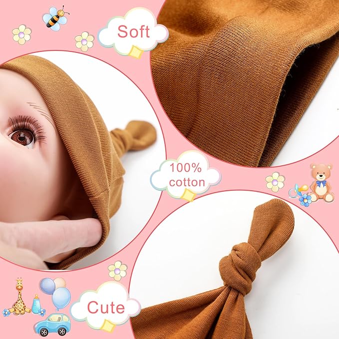 Toulite 10 Set Newborn Baby Socks Hat and Mittens Soft Ankle Sock Newborn Beanie Mitten for Boys Girls Infant