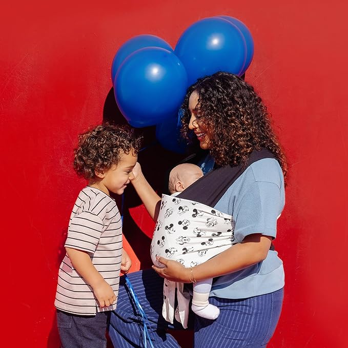 Moby Baby Wrap Carrier Easy-Wrap for Newborns to Toddlers (8-33lbs), Infant Sling Carrier, Lightweight & Hands Free Design, Adjustable for All Body Types (Disney's Mickey Mouse & Minnie Mouse)