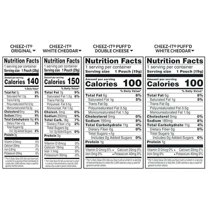 Cheez-It Cheese Crackers, Baked Snack Crackers, Lunch Snacks, Variety Pack (40 Pouches)