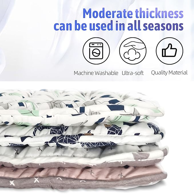 Stroller Seat Liner，100% Cotton Stroller Cushion，Universal Breathable and Soft Newborn Stroller pad, Toddler Seat Mat for Stroller, 34x78cm,1 Pack(Geometry + Grey)