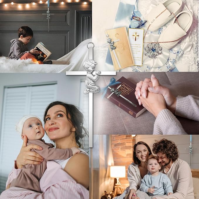 Baptism Gifts for Boys & Girls,First Communion Gifts for Kids,Christening Baby Shower Party 6in Praying Cross