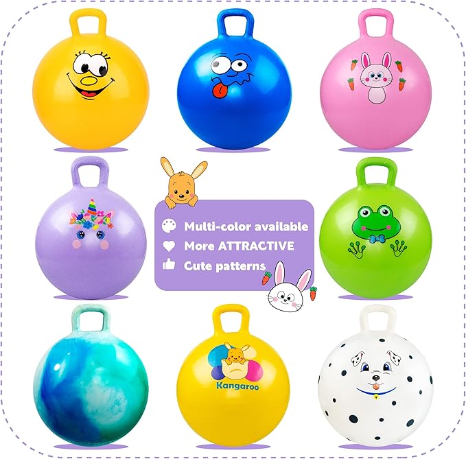 EVERICH TOY Hopper Ball, Unicorn Hopping Toys for Kids, 18 Inch Bouncy Ball with Handle, Purple Inflatable Bouncing Hoppity Hop Toys for Boys and Girls Gifts